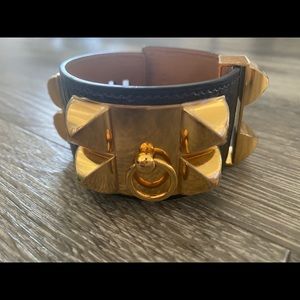 Hermès cdc shiny black croc bracelet size small